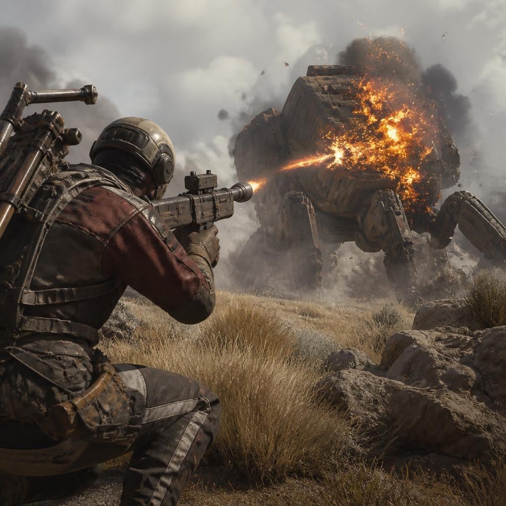 ARC Raiders Rascal Guide: Amplifications and Mobile ARC Combat - A Raider strikes armored ARC with an incendiary grenade.
