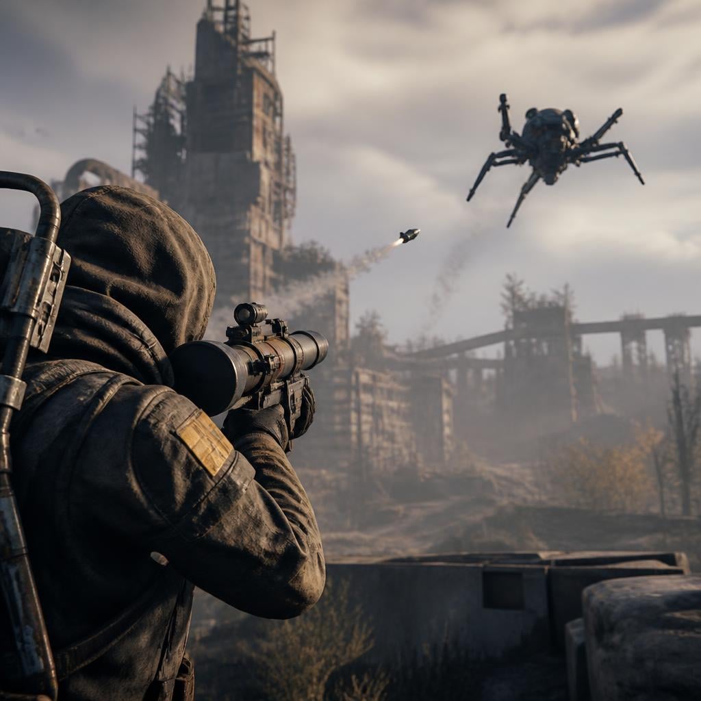 ARC Raiders Rascal Guide: Amplifications and Mobile ARC Combat - A Raider targets a Hornet with a faster projectile.