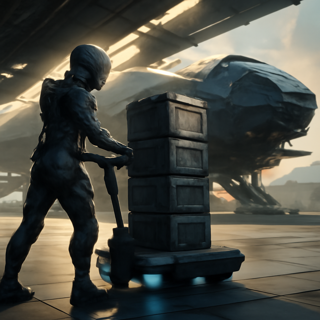 Star Citizen 4.10 PTU Cargo Hauling Guide: What Works, What’s Fixed, and What Still Breaks - Cargo pilot moves mission crates toward the freighter