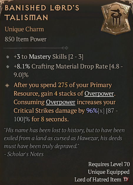 Banished Lord's Talisman