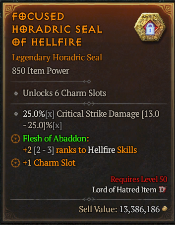 Focused Horadric Seal +f Hellfire