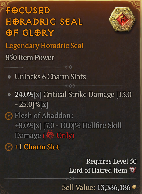 Focused Horadric Seal of Glory
