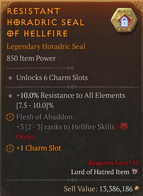 Resistant Horadric Seal of Hellfire