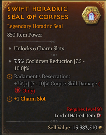 Swift Horadric Seal of Corpses